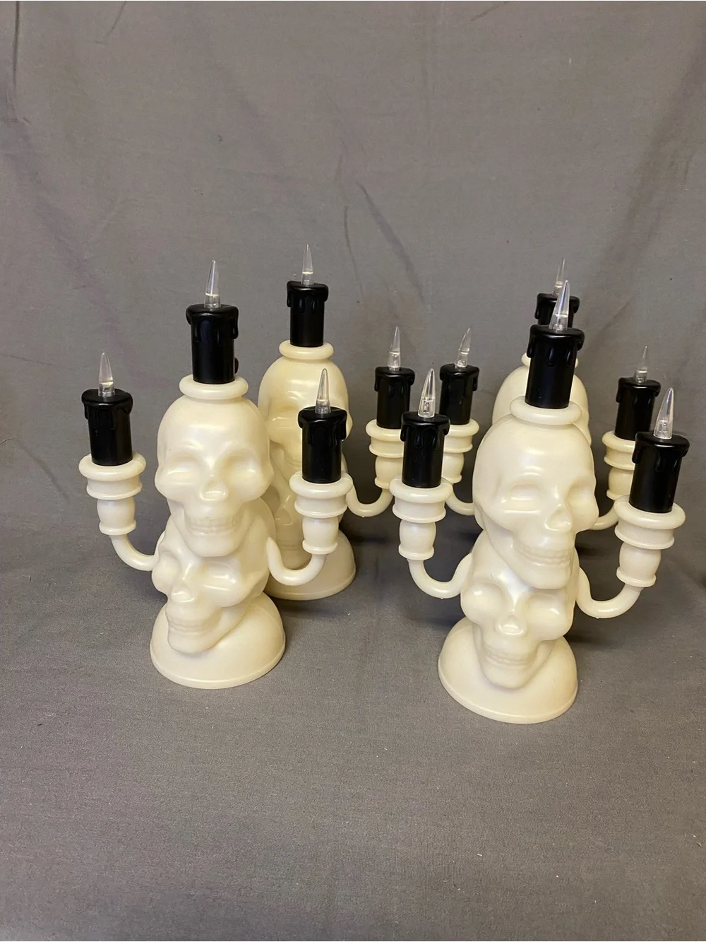 Target Ivory and Black Skull Candelabra Set